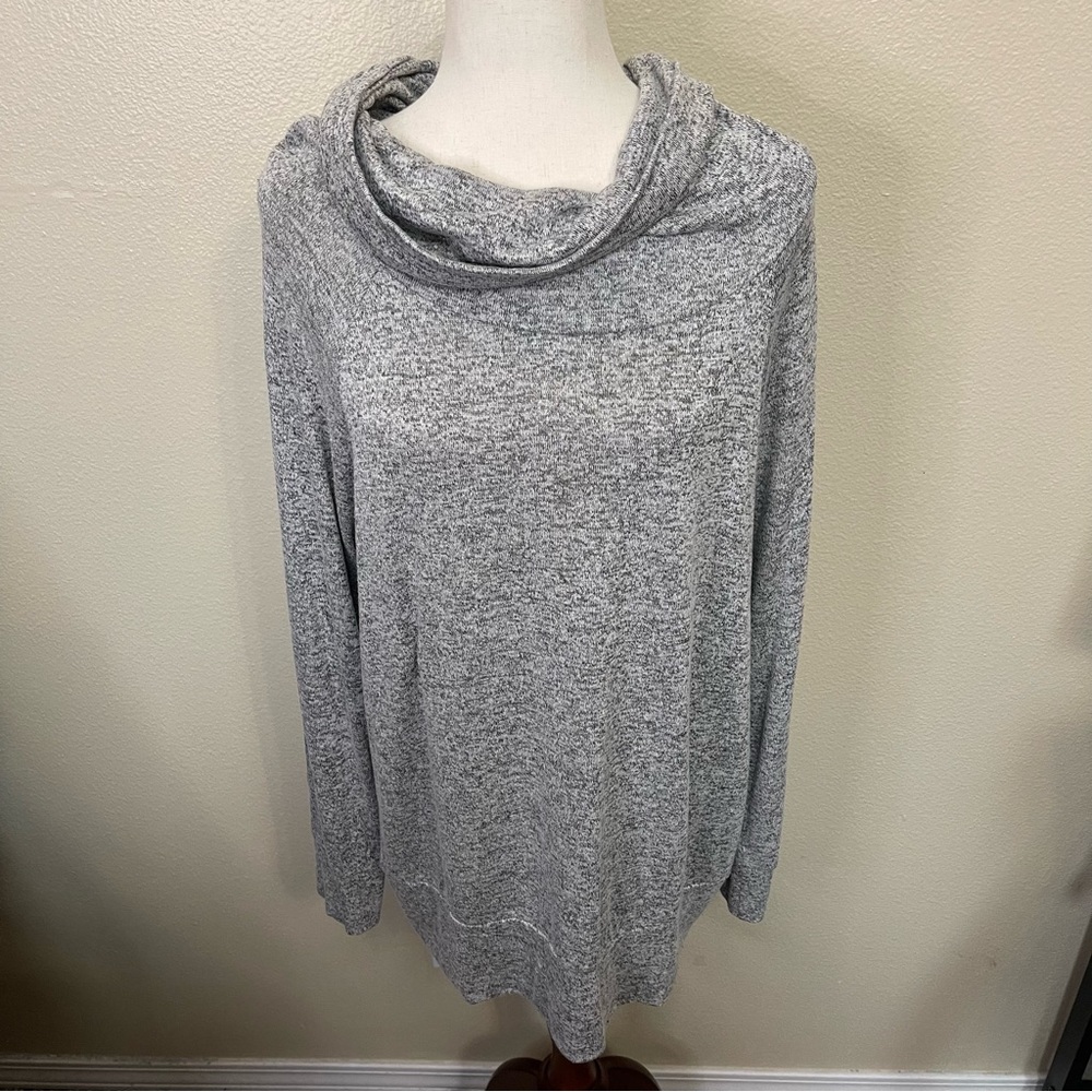 PerSeption Concept Grey Black White Long Sleeve Cowl Neck Sweater Size Large L